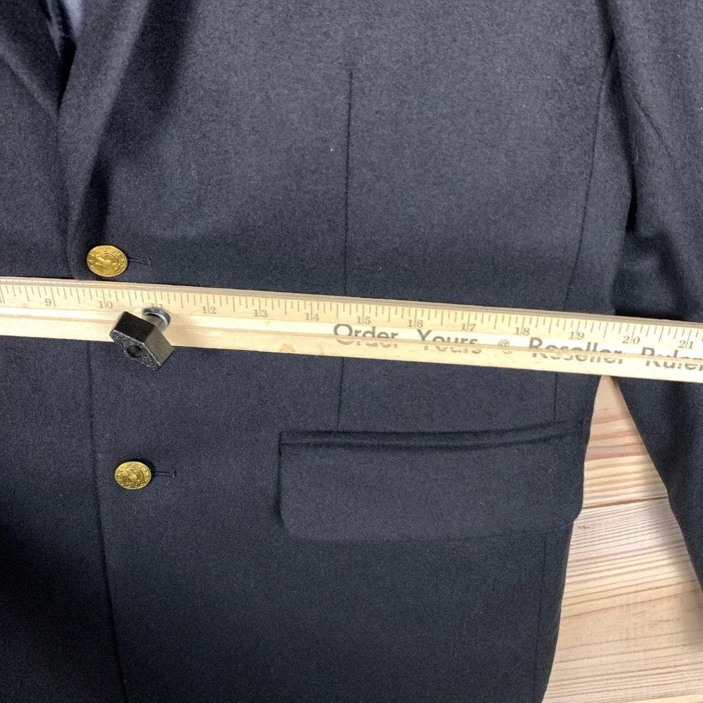 L.L. Bean Blazer Mens 38-REG Navy Blue Wool Cashmere Suede Elbow Patch